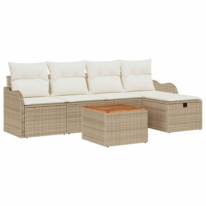 Set de canapele pentru grădină cu pernă 6 pcs Bej poliratan - WALTI WALTI