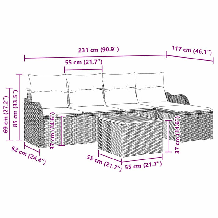 Set de canapele pentru grădină cu pernă 6 pcs Bej poliratan - WALTI WALTI