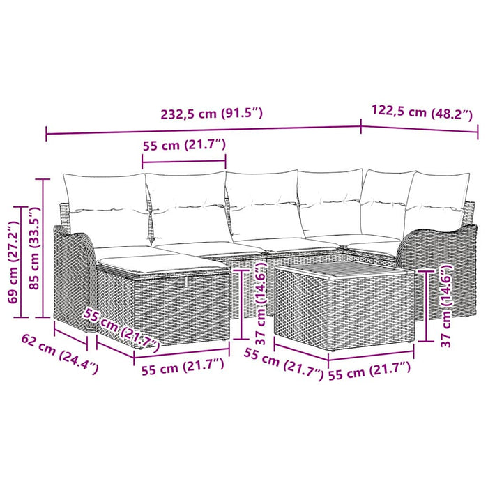 Set de canapele pentru grădină 7 buc. Negru poliratan WALTI