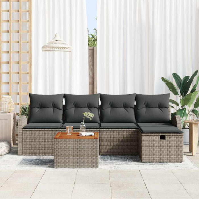 Set de canapele pentru grădină cu pernă 6 pcs Gri Rattan poli - WALTI WALTI
