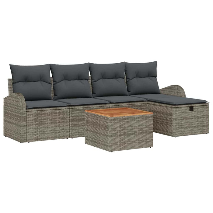 Set de canapele pentru grădină cu pernă 6 pcs Gri Rattan poli - WALTI WALTI