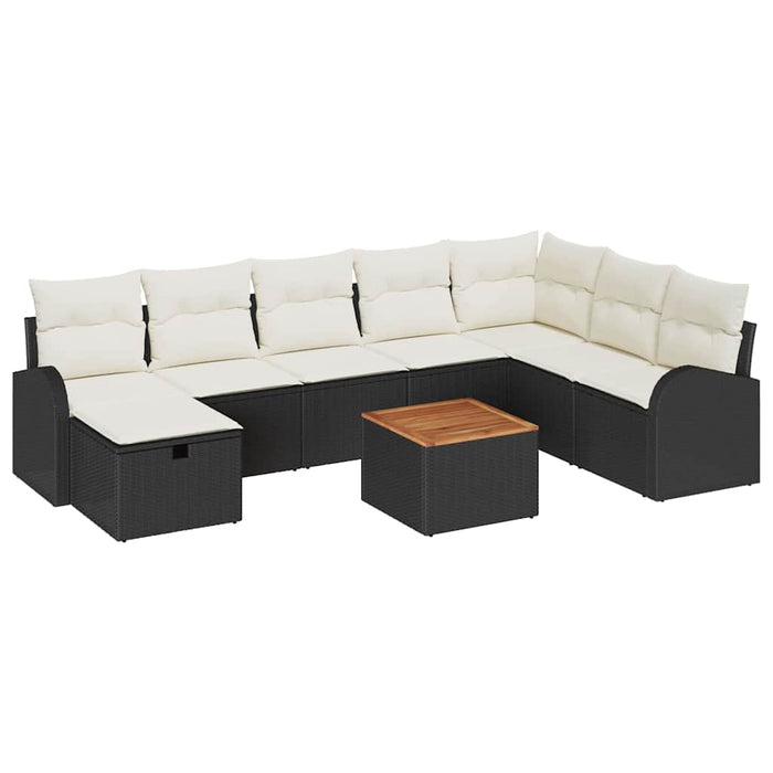 Set de canapele pentru grădină 9 buc. Negru poliratan WALTI