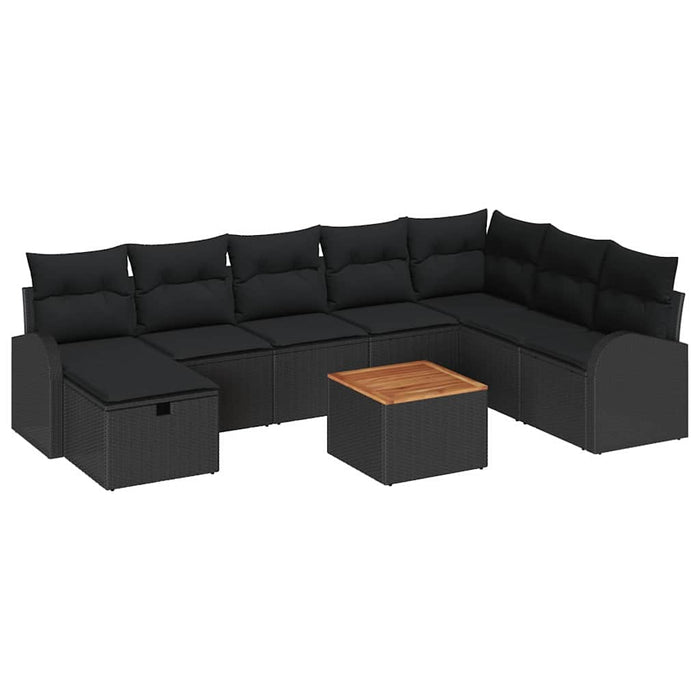 Set de canapele pentru grădină cu pernă 9 pcs Negru Rattan poli - WALTI WALTI