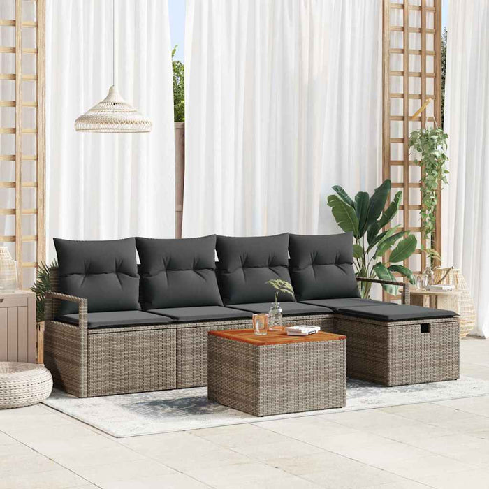 Set de canapele pentru grădină cu pernă 6 pcs Gri Rattan poli - WALTI WALTI