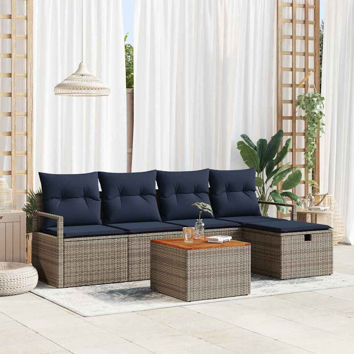Set de canapele pentru grădină cu pernă 6 pcs Gri poliratan - WALTI WALTI