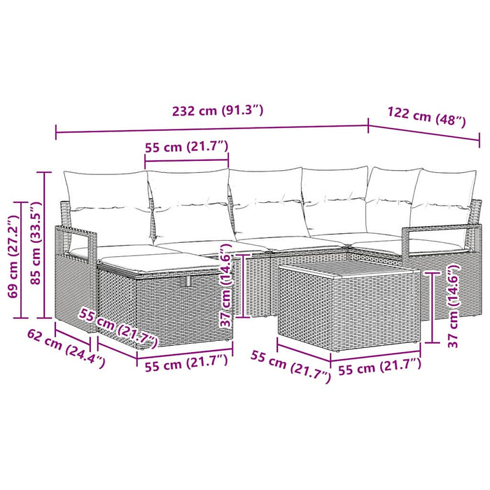 Set de canapele pentru grădină 7 buc. Negru poliratan WALTI