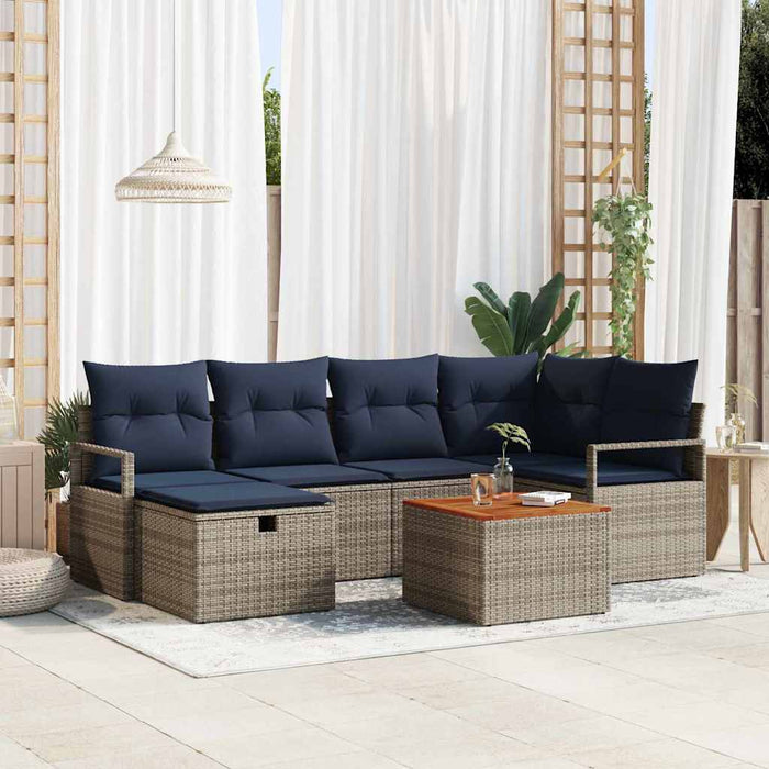Set de canapele pentru grădină cu pernă 7 pcs Gri poliratan - WALTI WALTI