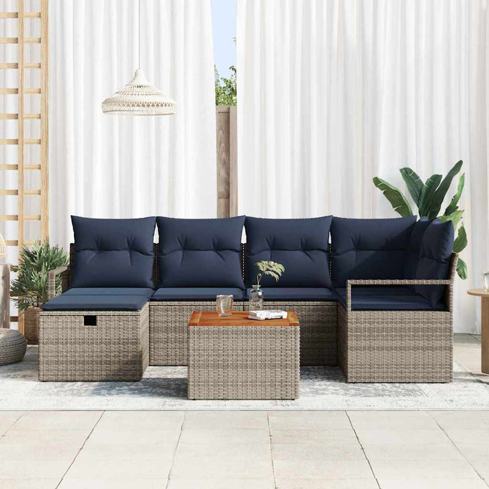 Set de canapele pentru grădină cu pernă 7 pcs Gri poliratan - WALTI WALTI