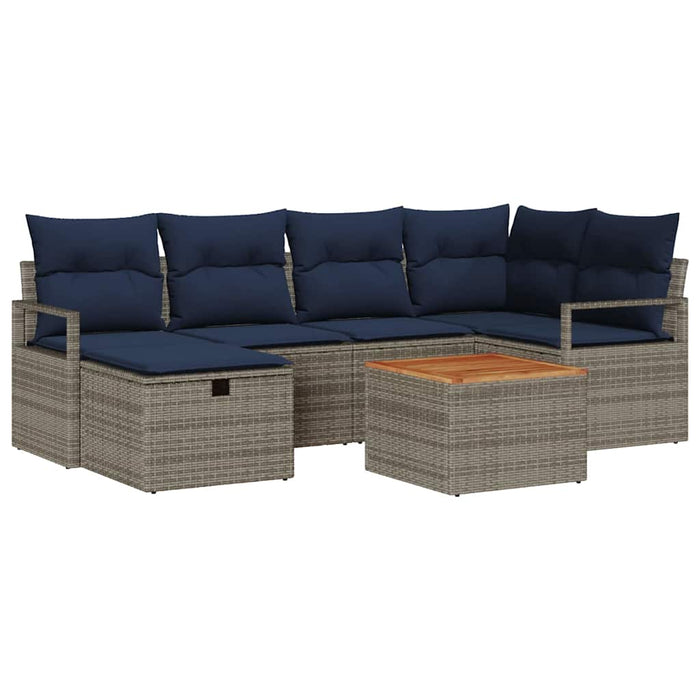 Set de canapele pentru grădină cu pernă 7 pcs Gri poliratan - WALTI WALTI