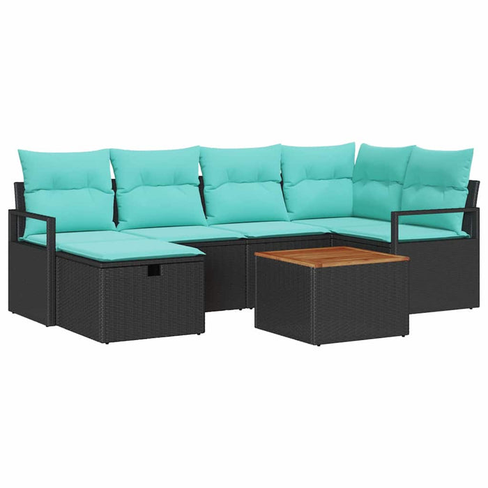 Set de canapele pentru grădină cu pernă 7 pcs Negru poliratan - WALTI WALTI