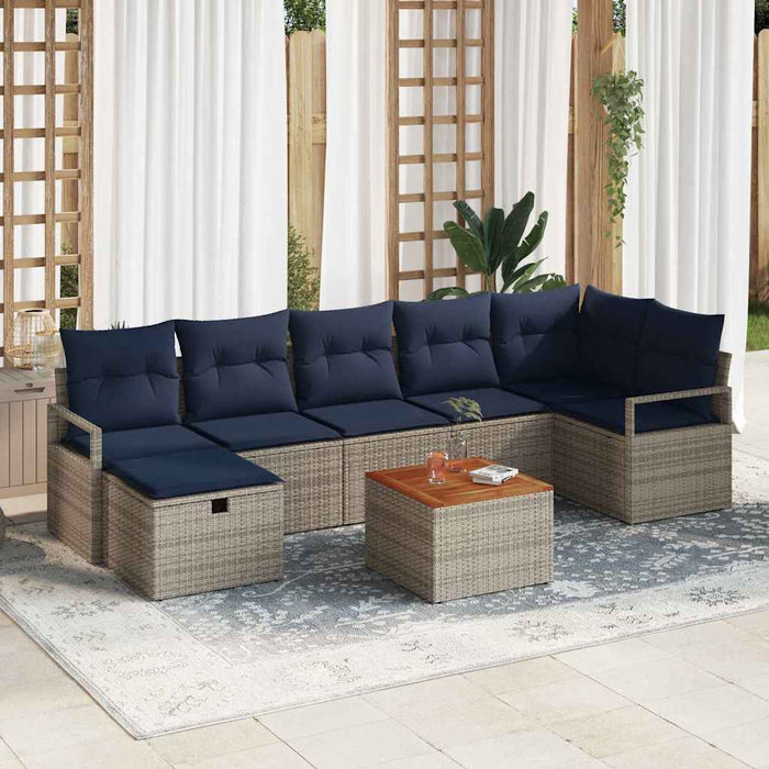 Set de canapele pentru grădină cu pernă 8 pcs Gri poliratan - WALTI WALTI
