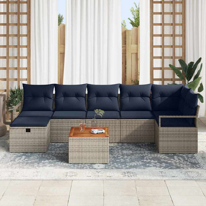 Set de canapele pentru grădină cu pernă 8 pcs Gri poliratan - WALTI WALTI