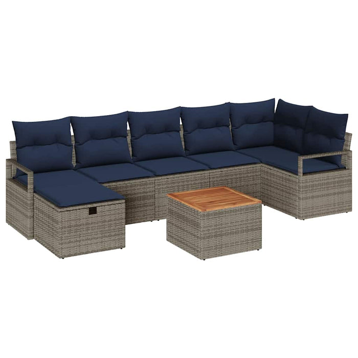 Set de canapele pentru grădină cu pernă 8 pcs Gri poliratan - WALTI WALTI