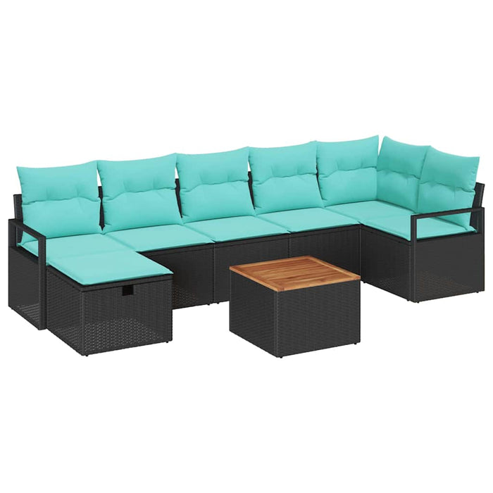 Set de canapele pentru grădină cu pernă 8 pcs Negru poliratan - WALTI WALTI