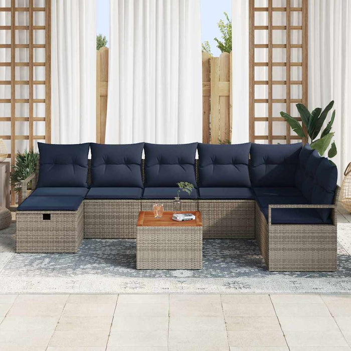Set de canapele pentru grădină cu pernă 9 pcs Gri poliratan - WALTI WALTI