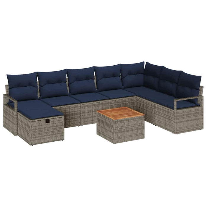 Set de canapele pentru grădină cu pernă 9 pcs Gri poliratan - WALTI WALTI