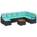 Set de canapele pentru grădină cu pernă 9 pcs Negru poliratan - WALTI WALTI