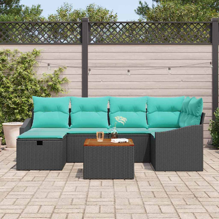 Set de canapele pentru grădină cu pernă 7 pcs Negru poliratan - WALTI WALTI