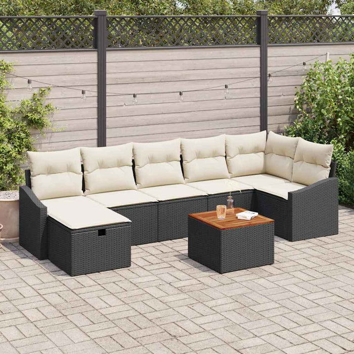 Set de canapele pentru grădină cu pernă 8 pcs Negru Rattan poli - WALTI WALTI