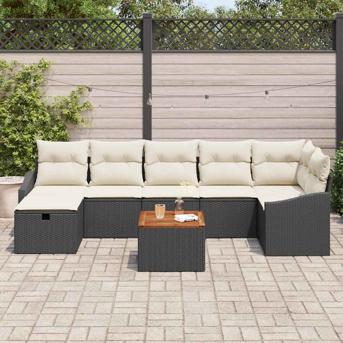 Set de canapele pentru grădină cu pernă 8 pcs Negru Rattan poli - WALTI WALTI