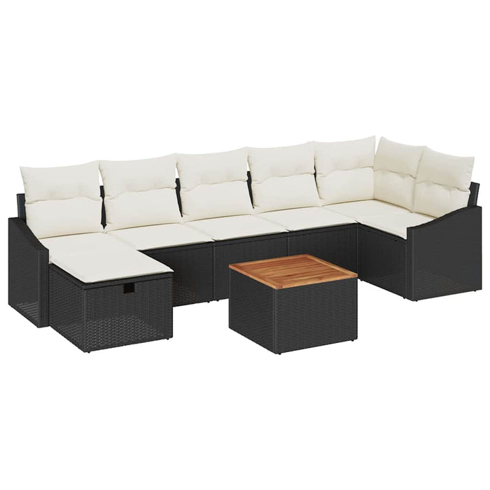 Set de canapele pentru grădină cu pernă 8 pcs Negru Rattan poli - WALTI WALTI