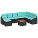 Set de canapele pentru grădină cu pernă 9 pcs Negru poliratan - WALTI WALTI