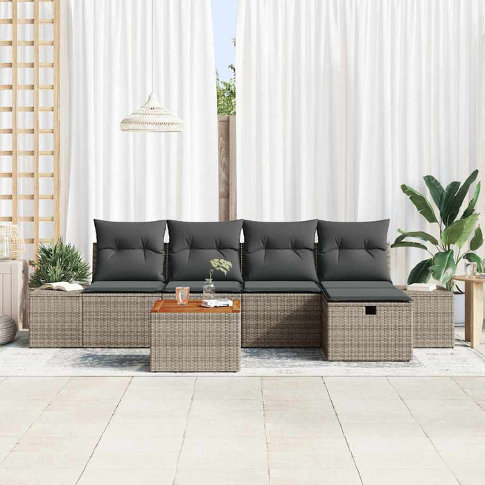 Set de canapele pentru grădină cu pernă 6 pcs Gri poliratan - WALTI WALTI