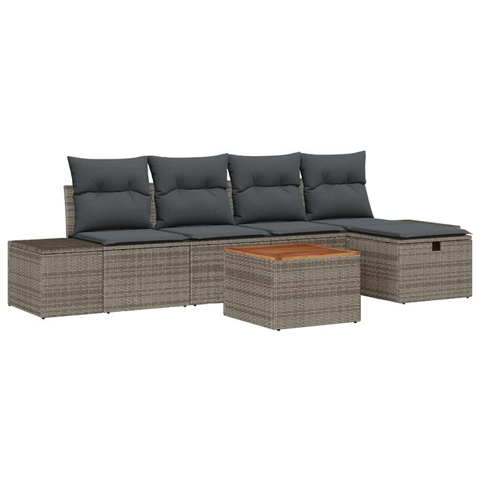 Set de canapele pentru grădină cu pernă 6 pcs Gri poliratan - WALTI WALTI