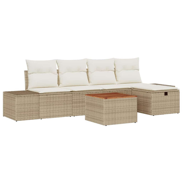 Set de canapele pentru grădină cu pernă 6 pcs Bej poliratan WALTI