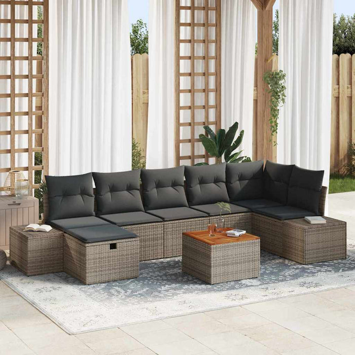 Set de canapele pentru grădină cu pernă 8 pcs Gri Rattan poli - WALTI WALTI