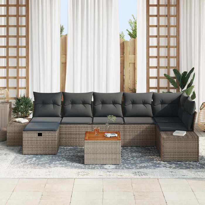 Set de canapele pentru grădină cu pernă 8 pcs Gri Rattan poli - WALTI WALTI