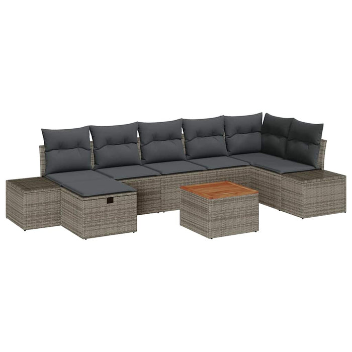 Set de canapele pentru grădină cu pernă 8 pcs Gri Rattan poli - WALTI WALTI