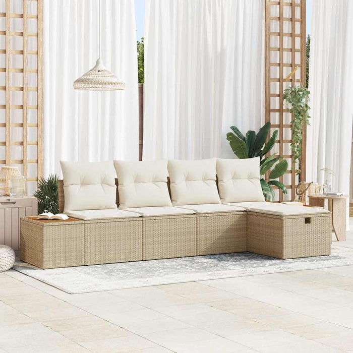Set de canapele pentru grădină cu pernă 5 pcs Bej poliratan WALTI