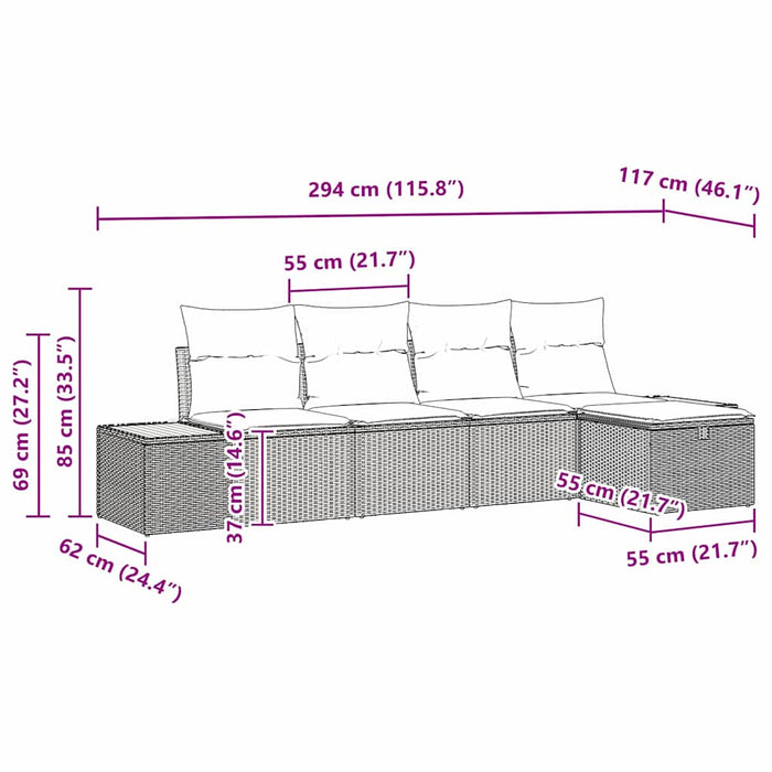 Set de canapele pentru grădină cu pernă 5 pcs Bej poliratan WALTI