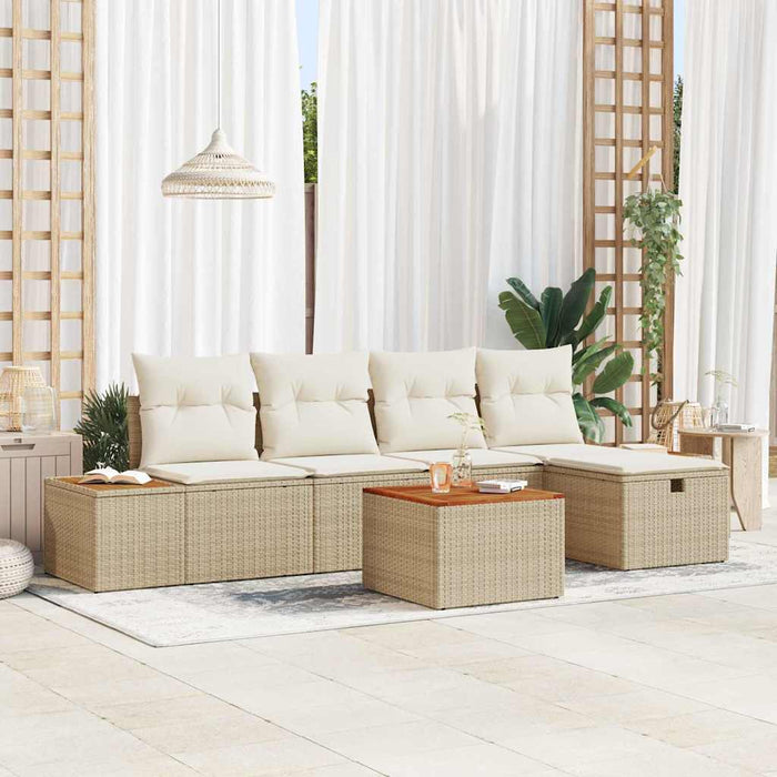 Set de canapele pentru grădină cu pernă 6 pcs Bej poliratan WALTI