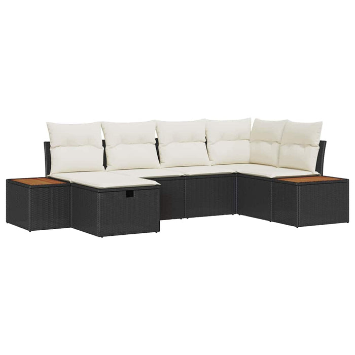 Set de canapele pentru grădină 6 buc. Negru poliratan WALTI