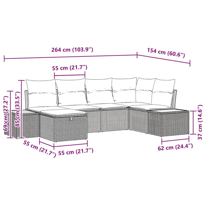 Set de canapele pentru grădină 6 buc. Negru poliratan WALTI