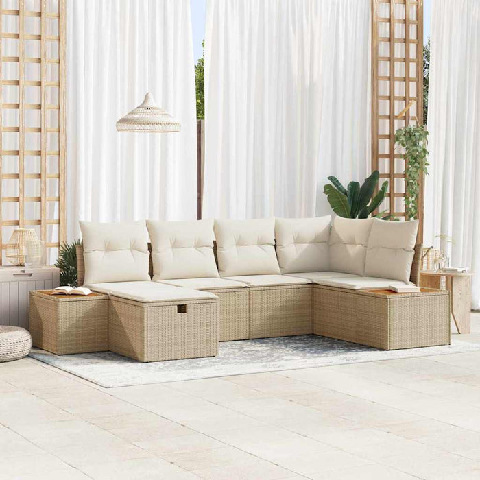 Set de canapele pentru grădină cu pernă 6 pcs Bej poliratan WALTI