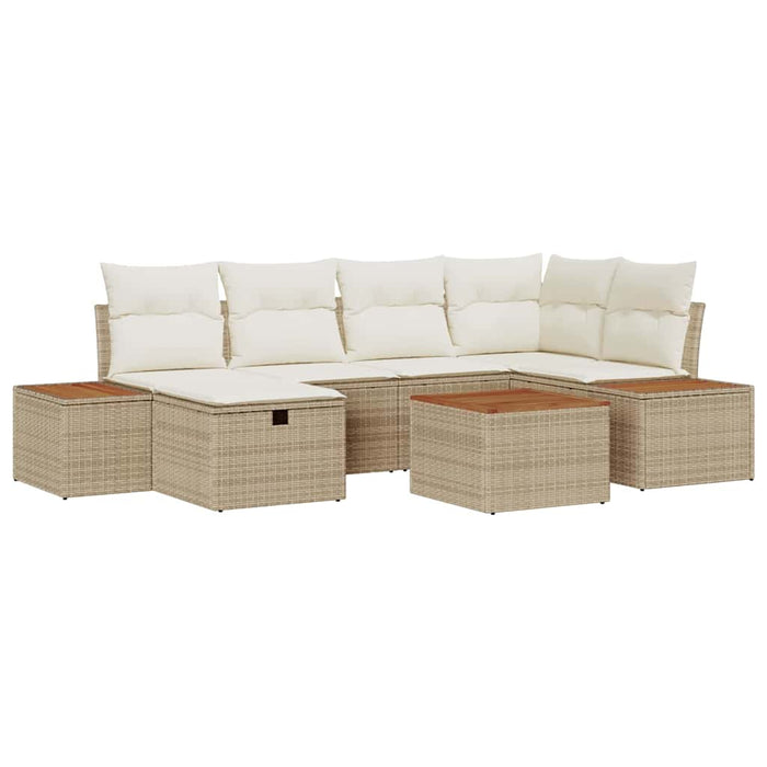 Set de canapele pentru grădină cu pernă 7 pcs Bej poliratan WALTI