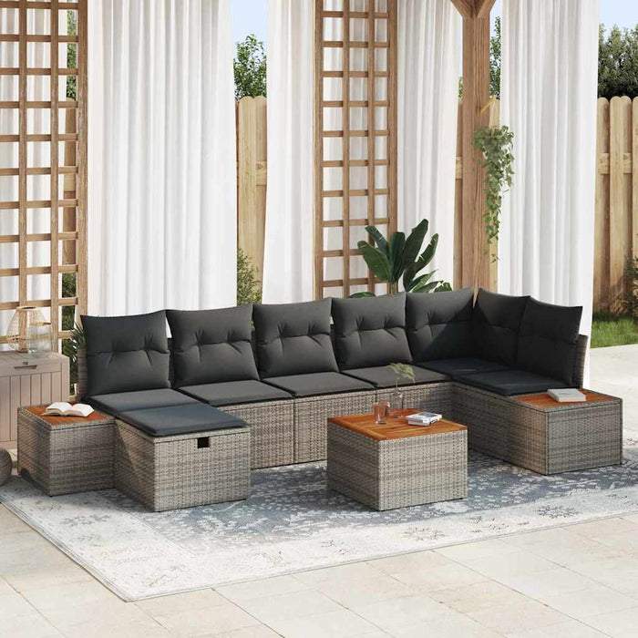 Set de canapele pentru grădină cu pernă 8 pcs Gri poliratan - WALTI WALTI