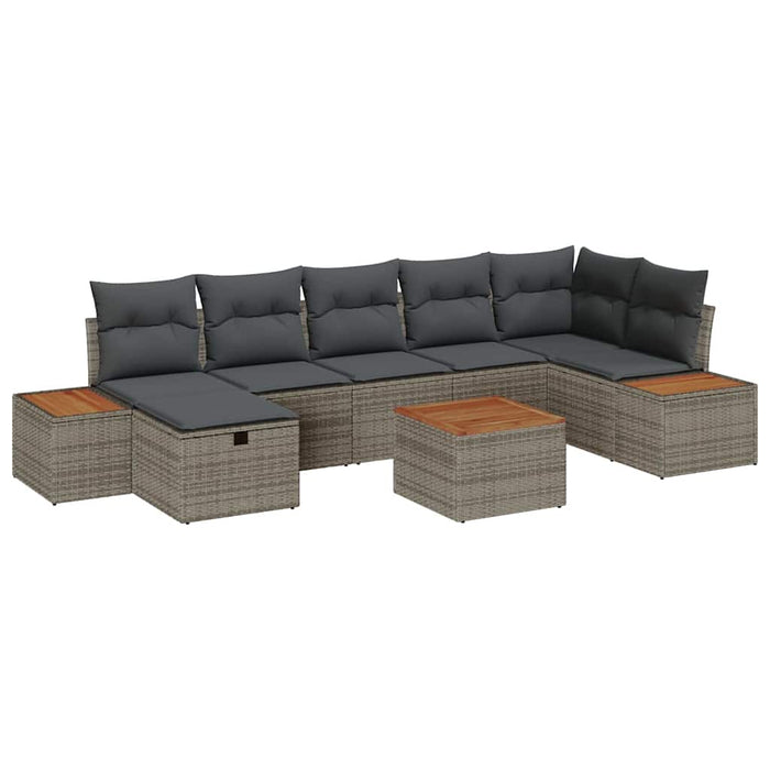 Set de canapele pentru grădină cu pernă 8 pcs Gri poliratan - WALTI WALTI