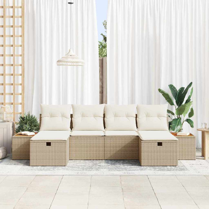 Set de canapele pentru grădină cu pernă 6 pcs Bej Rattan poli - WALTI WALTI