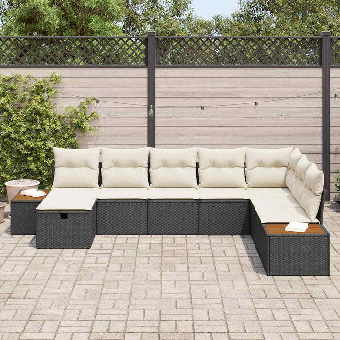 Set de canapele pentru grădină 8 buc. Negru poliratan WALTI