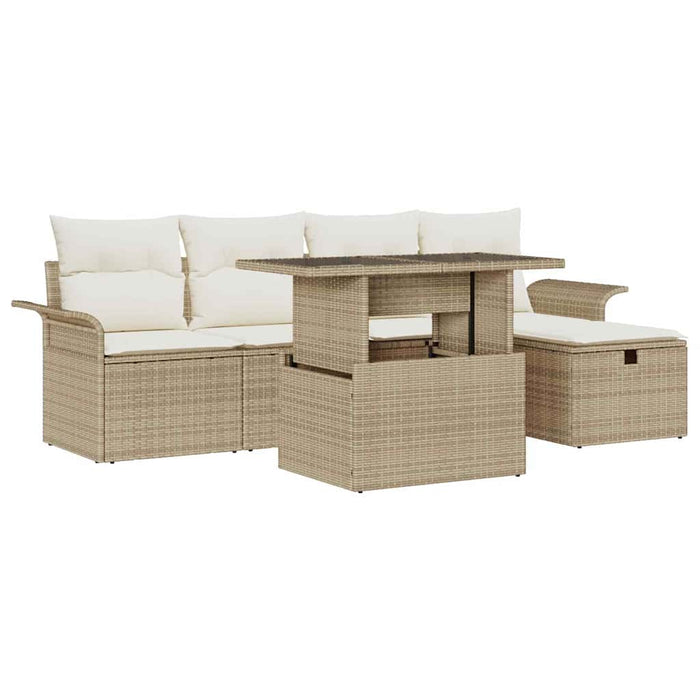 Set de canapele pentru grădină cu pernă 6 pcs Bej Rattan poli - WALTI WALTI