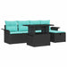 Set de canapele pentru grădină cu pernă 6 pcs Negru Rattan poli - WALTI WALTI