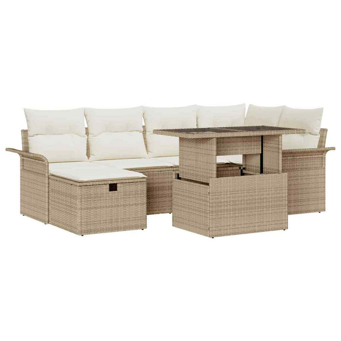 Set de canapele pentru grădină cu pernă 7 pcs Bej poliratan - WALTI WALTI