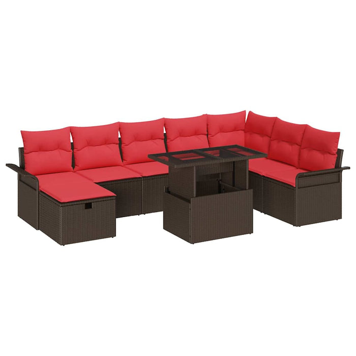 Set de canapele pentru grădină cu pernă 9 pcs Maro Rattan poli - WALTI WALTI