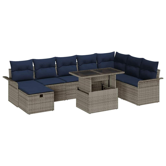 Set de canapele pentru grădină cu pernă 9 pcs Gri Rattan poli - WALTI WALTI