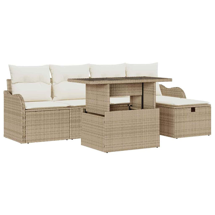 Set de canapele pentru grădină cu pernă 6 pcs Bej Rattan poli - WALTI WALTI