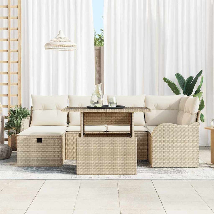 Set de canapele pentru grădină cu pernă 7 pcs Bej Rattan poli - WALTI WALTI